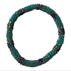 5 for 20 Sashkaco turquoise blue with dark blue & gold detail beaded bracelet